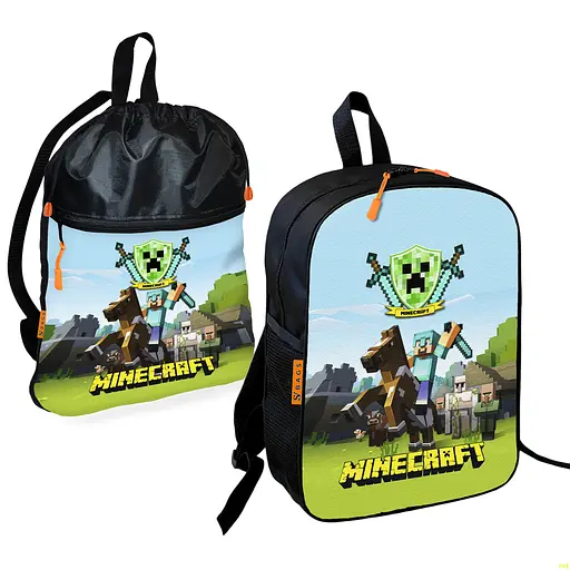 Школьный рюкзак детский Minecraft + Сумка для обуви спортивной формы рюкзак-мешок для мальчика (01719)