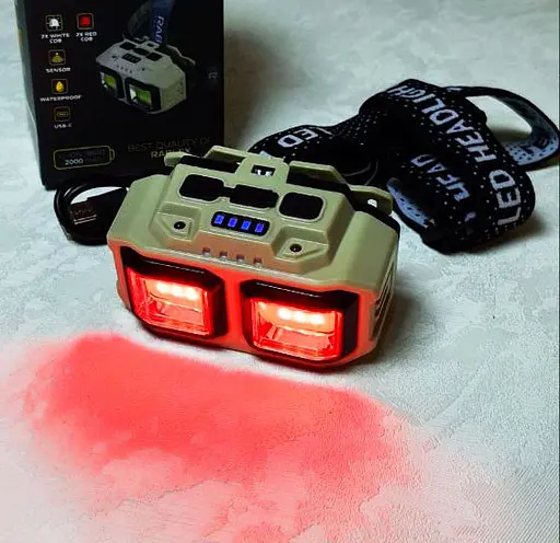 Яркий налобный фонарь Rablex RB 971 с красным и белым светом аккумуляторный с датчиком движения 18650 IP44 - фото 3