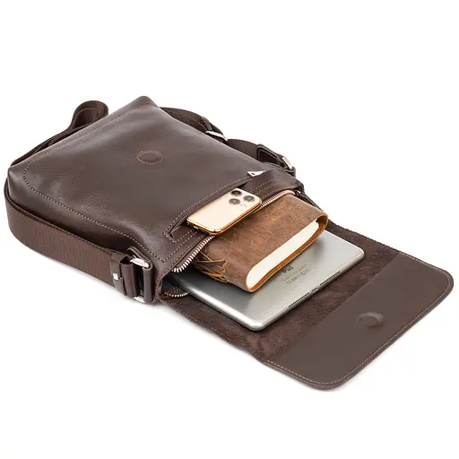 Чоловіча шкіряна сумка GRANDE PELLE 21х23х4,5 см sum0012521 - фото 3