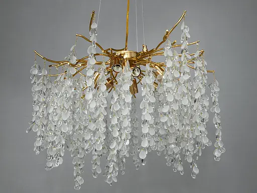 Дизайнерська підвісна кришталева люстра Гліцинія, 8 ламп, золото - фото 2