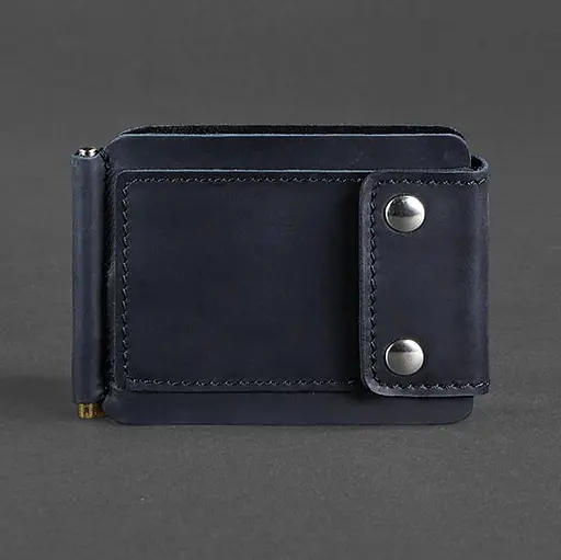 Мужской кожаный портмоне синий 10.0 зажим для денег Crazy Horse - фото 8