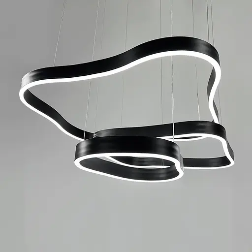 Необычная и эффектная люстра на 3 яруса 60+49+40 см в черном корпусе Ст. PCL004-800*600*400 BK | Line F - фото 6