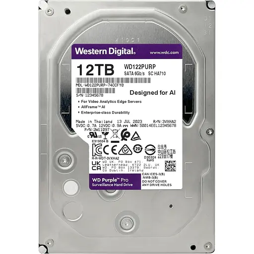 Жорсткий диск 3.5" Western Digital Purple Pro 12 TB SATA 512 MB (Western Digital122PURP) [141200] - фото 3