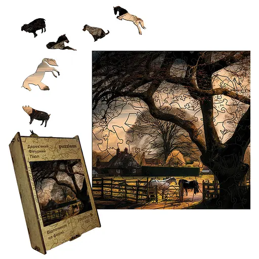 Пазл деревянный Отдых на ферме, А5, Картонная коробка 35 элементов