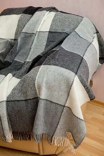 Плед вовняний Vladi Ельф 140х200 біло-сірий 1 - фото 1