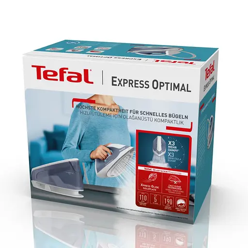 Tefal Праска-парогенератор Optimal, 2200Вт, 1200мл, паровий удар -190гр, постійна пара - 110гр, керам. підошва, біло-синій - фото 8