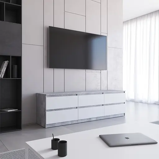 Тумба під телевізор Vays R-12, 6 шухляд без ручок, ЛДСП, 180×40×53 см - фото 5