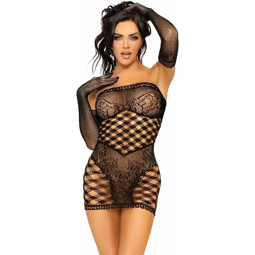 Leg Avenue 2 PC Tube dress and gloves OS Black - фото 4