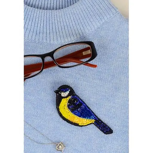 Набір для вишивання бісером прикраси "Прудка синичка" AD-232 на натуральному полотні - фото 5