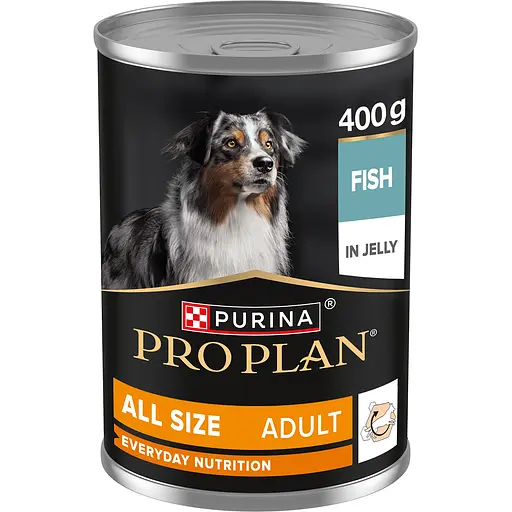 Вологий корм для дорослих собак Purina Pro Plan Adult шматочки в желе, з рибою 400 г - фото 1