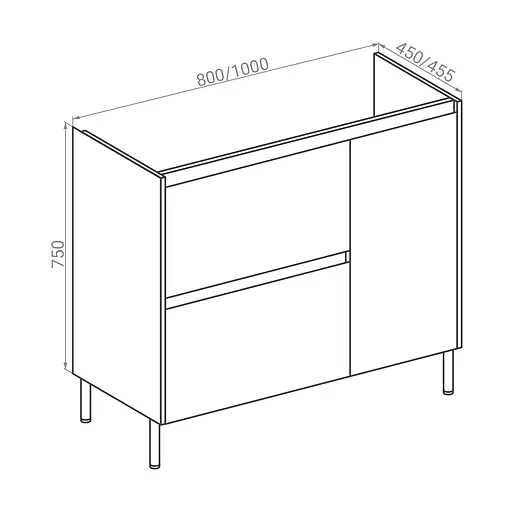 Тумба для підлоги RJ Forma-XO з умивальником Como K32-004-BOX 80 см Білий RJFU013-0180WHSET(RJFU013-0180WH+K32-004-BOX) Білий - фото 2