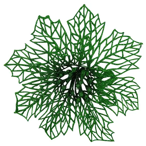 Ялинкова іграшка MIS LT Квітка Різдвяник павутинка 16х16х4 см зелений - фото 1