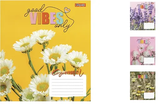 Зошити учнівські 18 аркушів лінія. 1В Vibes, 25 шт. в упаковці
