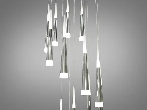 Каскадна світлодіодна люстра для холу потужністю 60W, колір-хром - фото 4