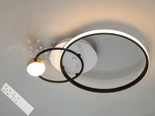 Потолочная светодиодная люстра кольца с пультом, 35Вт, белый+черный - фото 1