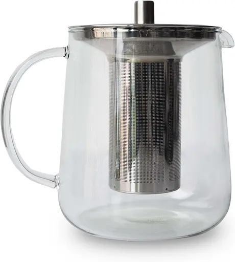 Стеклянный чайник TRINKBASIS 1 литр, ручной работы, боросиликатный термостойкий, длинный сетч съемный из нержавеющей стали - фото 4
