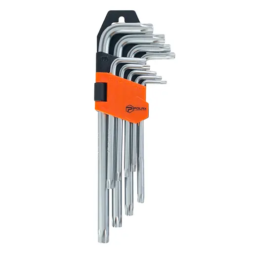 Набір шестигранних TORX ключів Polax Г-подібних подовжених, 9 предметів, Т10-Т50, Cr-V (25-008) - фото 5