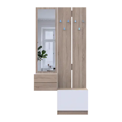 Прихожая Сола 2+3 Doros Дуб Сонома/Белый ДСП / зеркало 105х40х215 (42005148) - фото 15