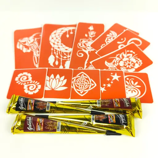 Набор хны с трафаретами для био-тату №5 Fresh Tattoo henna-set-05 - фото 4