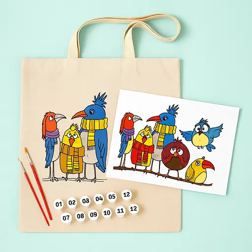 Набор экосумка-раскраска «Funny Birds» хлопок 220 г/м2 38х42см ROSA Talent [CD] - фото 2
