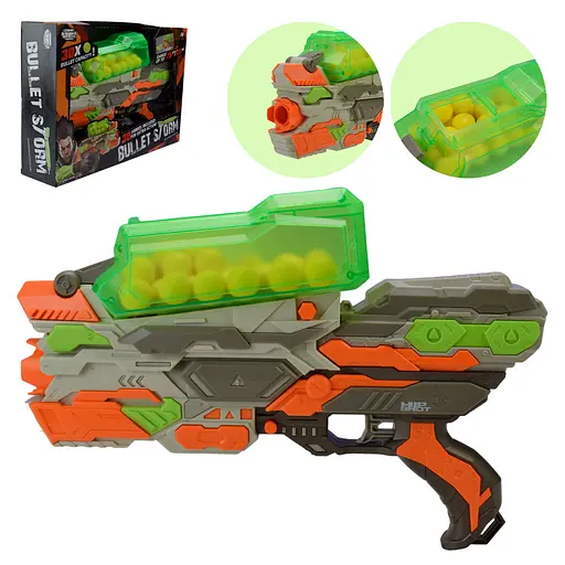 Автомат FJ9012 стреляет поролоновыми снврядами, 30 шт в габоре, в коробке (6990410411432) - фото 4