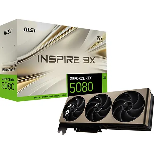 Відеокарта MSI GeForce RTX 5080 INSPIRE 3X OC 16G (G5080-16I3C) UA [127221]