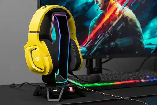 Игровая гарнитура HG340, mini-jack/dual 3,5 мм, RGB, 2 м, желтый 2E Gaming teh0013108 - фото 3