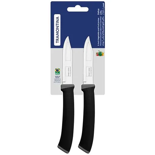 Набір ножів для овочів Tramontina Felice 76 мм 2 шт. Black (23490/203) - фото 3