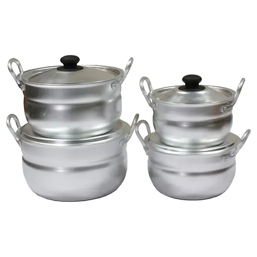 Набір сферичних матових алюмінієвих каструль із кришкою 1.6-2.4-3.4-4.5 л (4шт.), Interos Сірий 86441 - фото 1