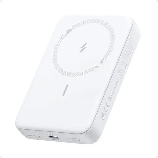 Магнитный Magsafe павербанк Anker A1684 10000 mAh с беспроводной зарядкой для iPhone УМБ белый