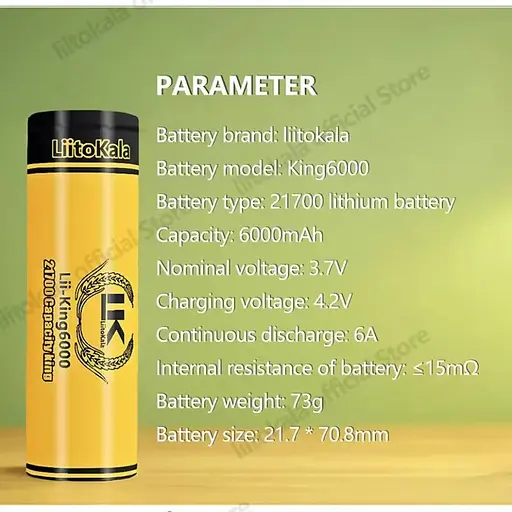 Li-ion Акумулятор високої ємності LiitoKala King6000 21700 на 6000 mAh - фото 4
