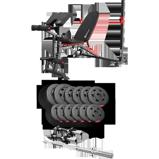 Набір Hop-Sport Premium 38кг з лавою HS-1095, штангою та гантелями