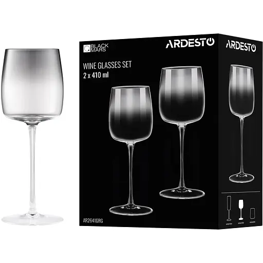 Набір келихів Ardesto Black Mars Mira для вина 410 мл 2 шт. сірий (AR2641GRG) - фото 5