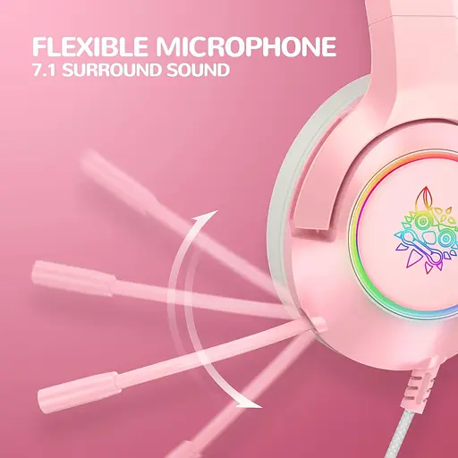 Игровые наушники с кошачьими ушками Onikuma K9 3.5. c микрофоном |Проводные наушники для стриминга. Розовые - фото 7