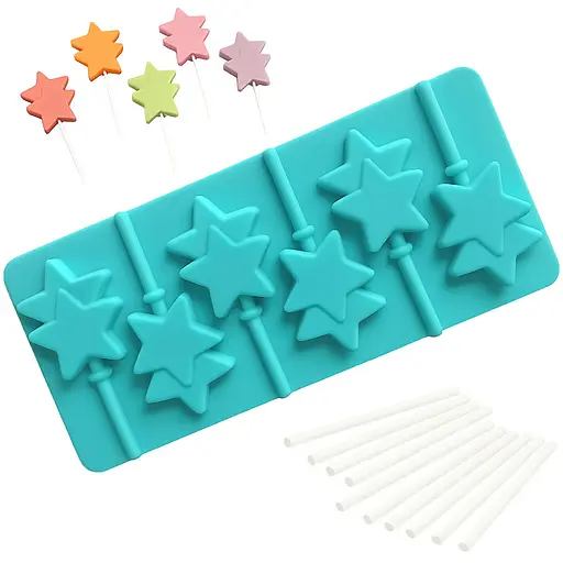 Силиконовая форма для леденцов и конфет на палочке "Звезда", Kitchen Master Бирюзовый 87458 - фото 1