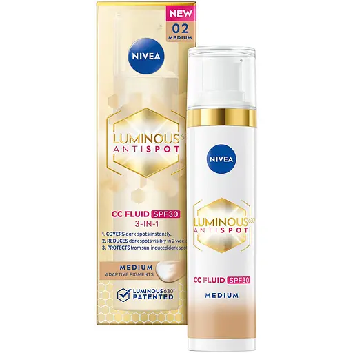 Тональний CC флюїд NIVEA Luminous630 Antispot 3 в 1 середній SPF30 40 мл (89609) - фото 1