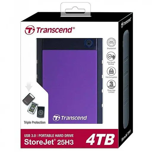Внешний жесткий диск Transcend портативный 4 ТБ StoreJet 25H3 2,5" USB 3.0 (TS4TSJ25H3P) - фото 4