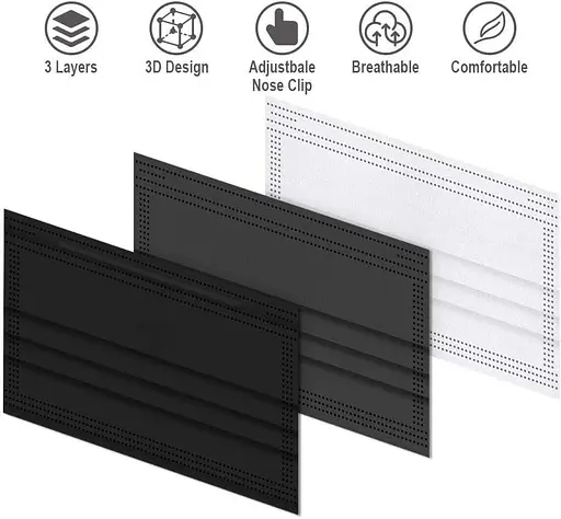 Одноразові медичні маски для обличчя 50 шт. тришарові для дорослих та підлітків - фото 4