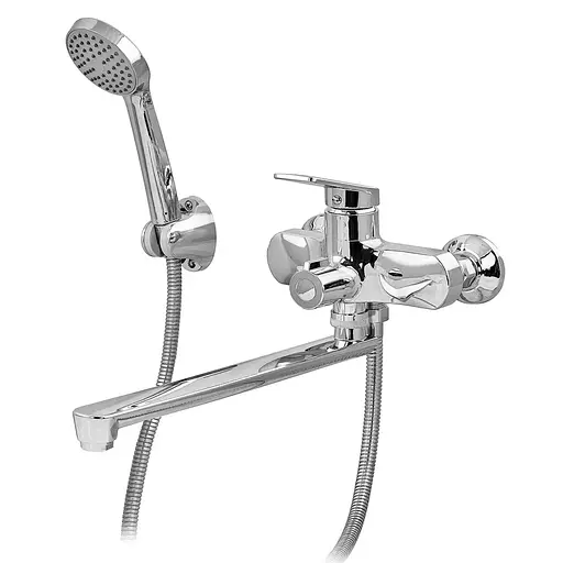 Смеситель для ванны Plamix Lucas-006 Euro SET (со шлангом лейкой и кронштейном) хром PM0710 Хром - фото 1