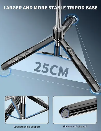 Штатив для мобільного телефону SelfieShow 180 см з селфі-палицею, універсальний тримач для телефону з бездротовим пультом - фото 3