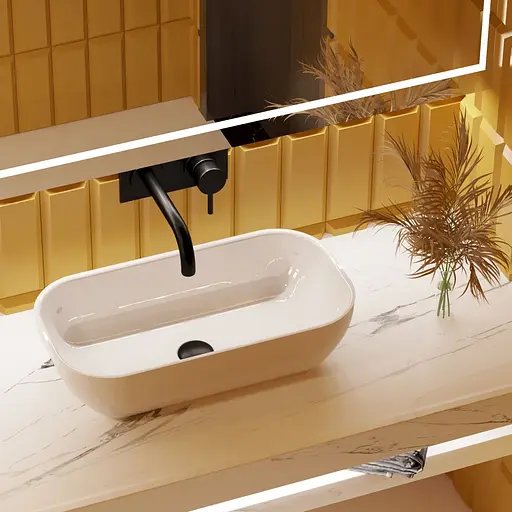 Раковина глянцева накладна Amidicon Atlant 60 600x320 з литого каменю ATLANT_60_HL, Білий - фото 8