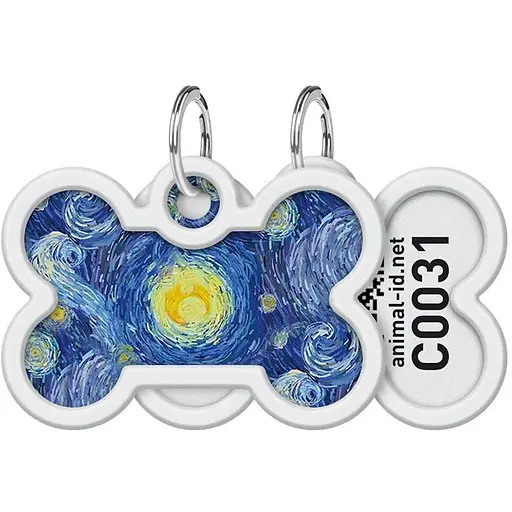 Адреса для собак и кошек Waudog Smart ID металлический с QR паспортом, рисунок "Водяные лилии"