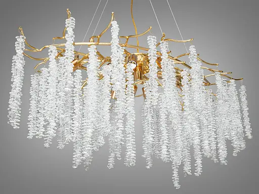 Багата кришталева люстра Гліцинія витягнутої форми, 10 ламп, золото - фото 3