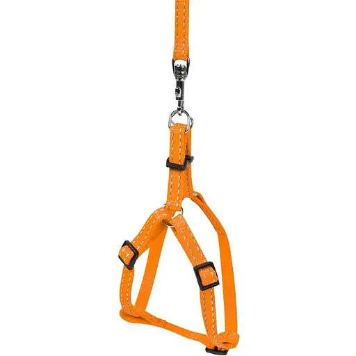 Шлея Dog Extreme з нейлону регульована з повідцем (14мм, довжина 115см, В:40-55см) помаранчевий - фото 2