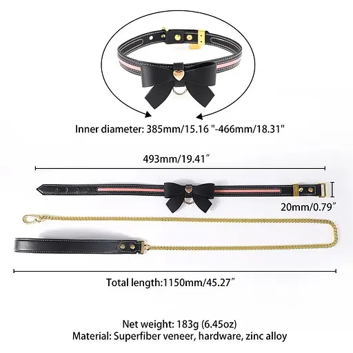 Поводок Lockink Sevanda Love Heart Butterfly LeaTher Collar Set - Black - фото 8