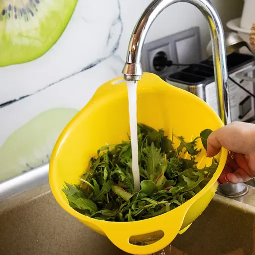 Дуршлаг пластиковый 3 литра диаметр 25 см, Мед Желтый 85040 - фото 3