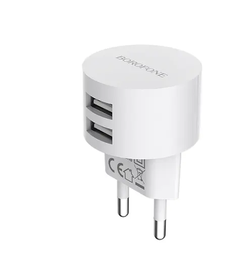 Адаптер зарядный набор с кабелем USB-C - Borofone BA23A 2 USB 2.4A - фото 3