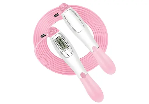 Скоростная скакалка со счетчиком EasyFit белый-розовый (EF-1916-WP) - фото 1