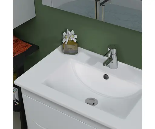 Тумба підлогова Sanwerk Миндаль 70 Білий з умивальником Qtap (MV0000888) Білий - фото 3