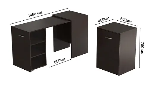 Стіл-тумба трансформер Смарт 1/2 Ferrum-decor 750x1450x600 ДСП Венге Магія 16 мм (FRD-106164) - фото 3